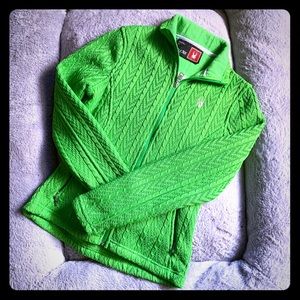 Womens Small Green Cable Knit Spyder Jacket